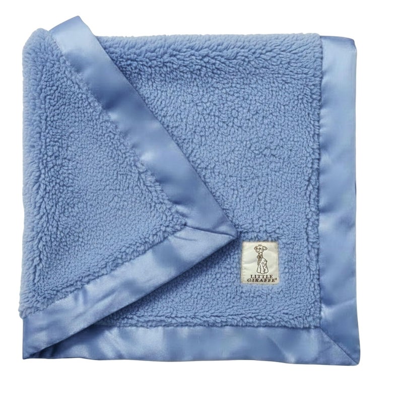 Little Giraffe Chenille Baby Blanket â€“ 29x35â€ Soft Chenille with Satin Trim, Cornflower | Ultra-Soft, Gentle & Safe, Lightweight & Breathable for Newborns & Toddlers - Image 1